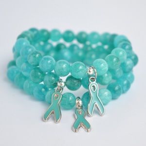 OVARIAN CANCER Awareness Amazonite Beaded Bracelets